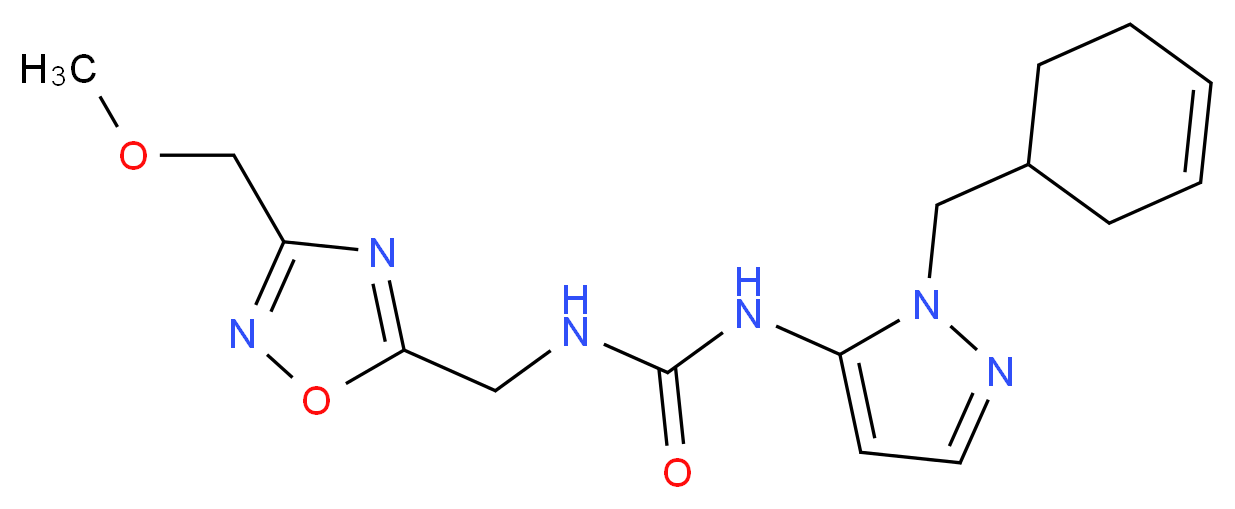 N-[1-(cyclohex-3-en-1-ylmethyl)-1H-pyrazol-5-yl]-N'-{[3-(methoxymethyl)-1,2,4-oxadiazol-5-yl]methyl}urea_分子结构_CAS_)