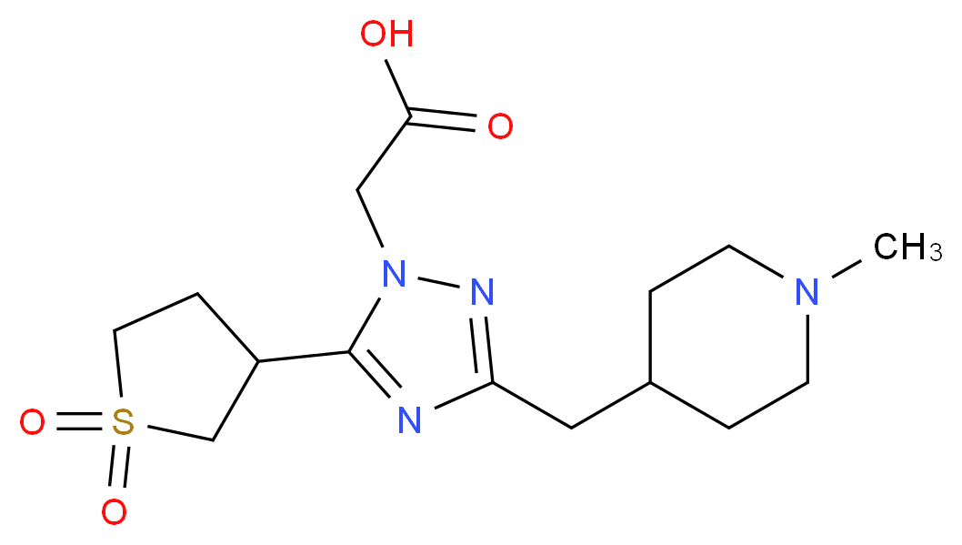 {5-(1,1-dioxidotetrahydro-3-thienyl)-3-[(1-methylpiperidin-4-yl)methyl]-1H-1,2,4-triazol-1-yl}acetic acid_分子结构_CAS_)