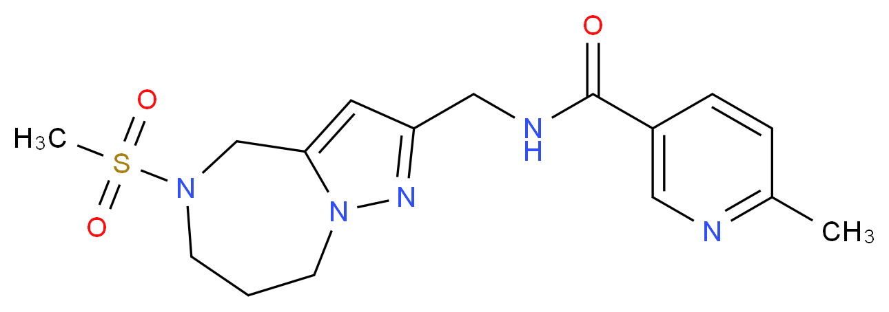 6-methyl-N-{[5-(methylsulfonyl)-5,6,7,8-tetrahydro-4H-pyrazolo[1,5-a][1,4]diazepin-2-yl]methyl}nicotinamide_分子结构_CAS_)