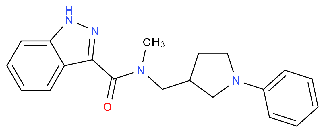 N-methyl-N-[(1-phenyl-3-pyrrolidinyl)methyl]-1H-indazole-3-carboxamide_分子结构_CAS_)