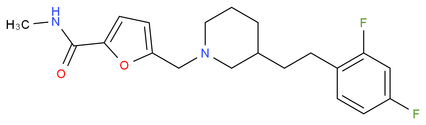 5-({3-[2-(2,4-difluorophenyl)ethyl]-1-piperidinyl}methyl)-N-methyl-2-furamide_分子结构_CAS_)