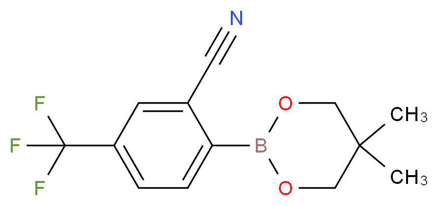 2-(5,5-dimethyl-1,3,2-dioxaborinan-2-yl)-5-(trifluoromethyl)benzonitrile_分子结构_CAS_883898-98-4