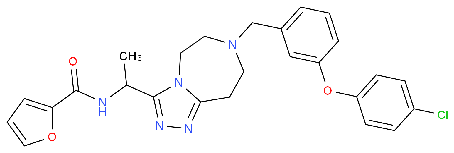N-(1-{7-[3-(4-chlorophenoxy)benzyl]-6,7,8,9-tetrahydro-5H-[1,2,4]triazolo[4,3-d][1,4]diazepin-3-yl}ethyl)-2-furamide_分子结构_CAS_)