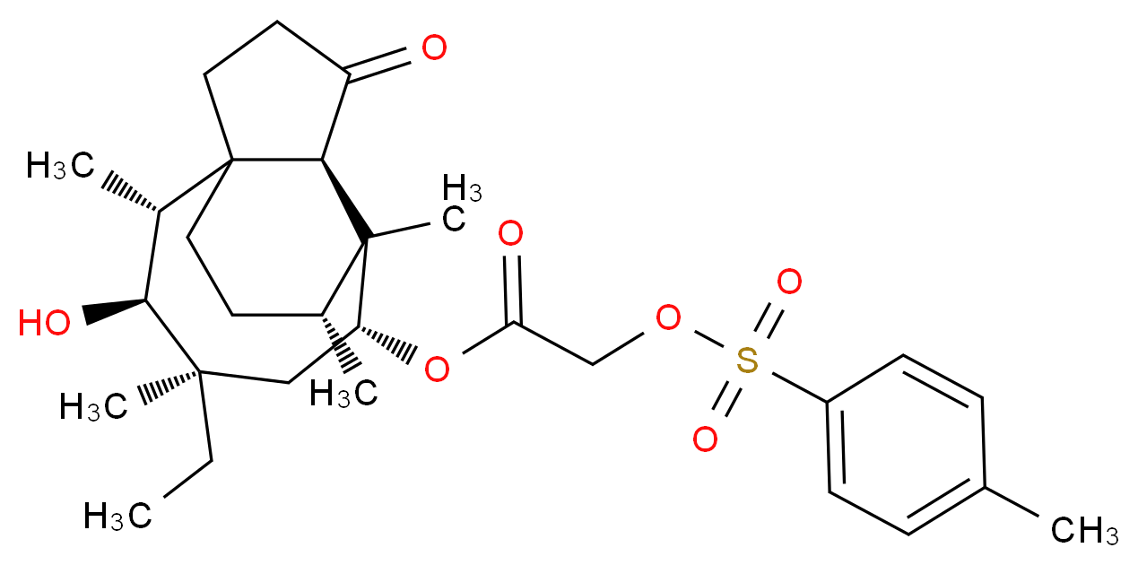(2R,3S,4R,6R,8R,14R)-4-ethyl-3-hydroxy-2,4,7,14-tetramethyl-9-oxotricyclo[5.4.3.0<sup>1</sup>,<sup>8</sup>]tetradecan-6-yl 2-[(4-methylbenzenesulfonyl)oxy]acetate_分子结构_CAS_933762-22-2