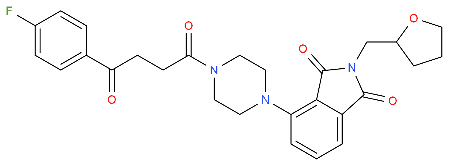 4-{4-[4-(4-fluorophenyl)-4-oxobutanoyl]-1-piperazinyl}-2-(tetrahydro-2-furanylmethyl)-1H-isoindole-1,3(2H)-dione_分子结构_CAS_)