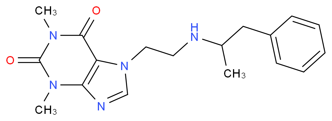 1,3-dimethyl-7-{2-[(1-phenylpropan-2-yl)amino]ethyl}-2,3,6,7-tetrahydro-1H-purine-2,6-dione_分子结构_CAS_3736-08-1