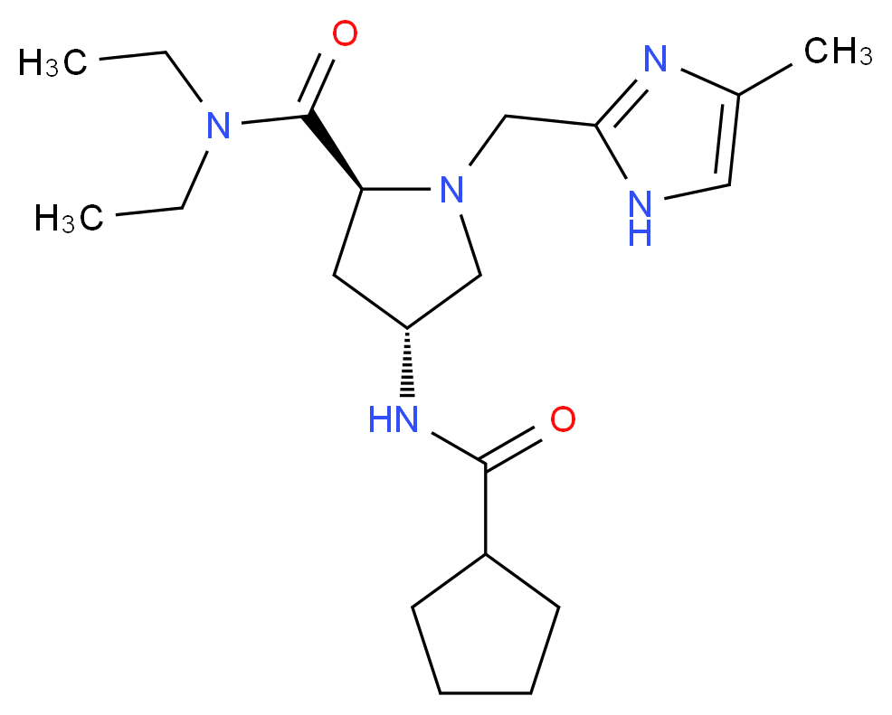 (4R)-4-[(cyclopentylcarbonyl)amino]-N,N-diethyl-1-[(4-methyl-1H-imidazol-2-yl)methyl]-L-prolinamide_分子结构_CAS_)