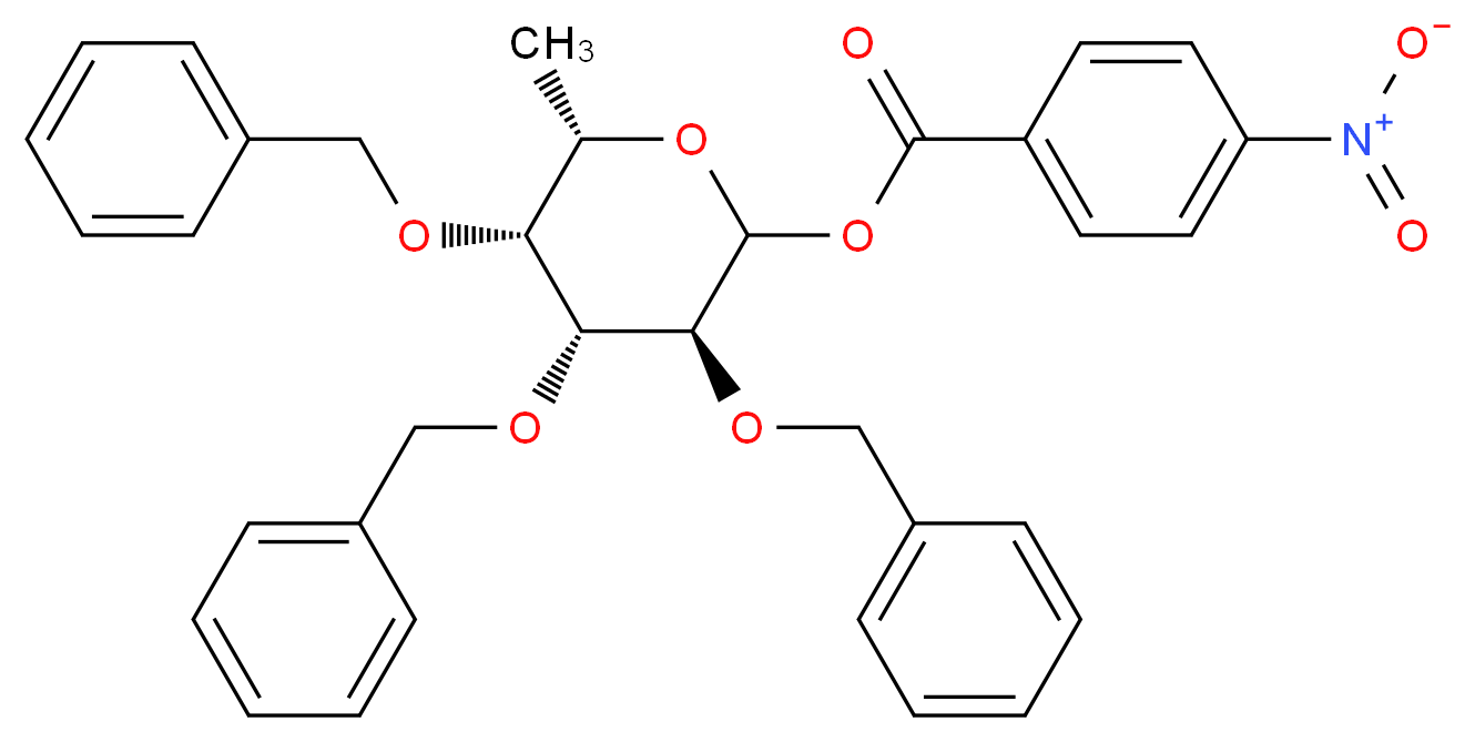 (3S,4R,5R,6S)-3,4,5-tris(benzyloxy)-6-methyloxan-2-yl 4-nitrobenzoate_分子结构_CAS_151909-88-5