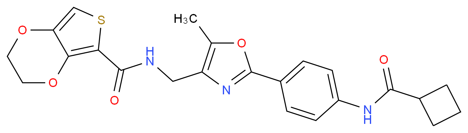 N-[(2-{4-[(cyclobutylcarbonyl)amino]phenyl}-5-methyl-1,3-oxazol-4-yl)methyl]-2,3-dihydrothieno[3,4-b][1,4]dioxine-5-carboxamide_分子结构_CAS_)