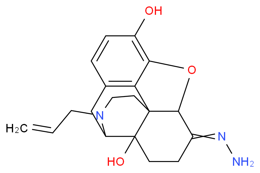 14-hydrazinylidene-4-(prop-2-en-1-yl)-12-oxa-4-azapentacyclo[9.6.1.0<sup>1</sup>,<sup>1</sup><sup>3</sup>.0<sup>5</sup>,<sup>1</sup><sup>7</sup>.0<sup>7</sup>,<sup>1</sup><sup>8</sup>]octadeca-7(18),8,10-triene-10,17-diol_分子结构_CAS_73674-85-8