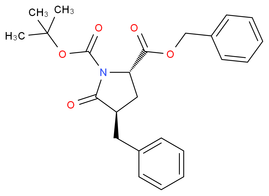 2-benzyl 1-tert-butyl (2S,4R)-4-benzyl-5-oxopyrrolidine-1,2-dicarboxylate_分子结构_CAS_203645-44-7