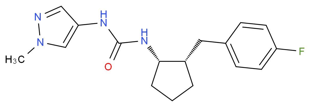 N-[(1S*,2S*)-2-(4-fluorobenzyl)cyclopentyl]-N'-(1-methyl-1H-pyrazol-4-yl)urea_分子结构_CAS_)
