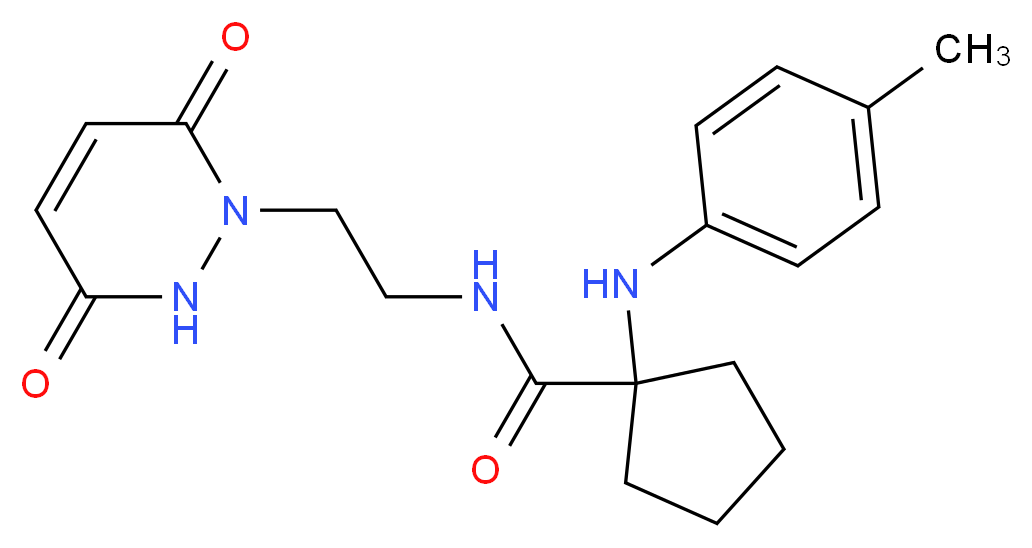 N-[2-(3,6-dioxo-3,6-dihydropyridazin-1(2H)-yl)ethyl]-1-[(4-methylphenyl)amino]cyclopentanecarboxamide_分子结构_CAS_)