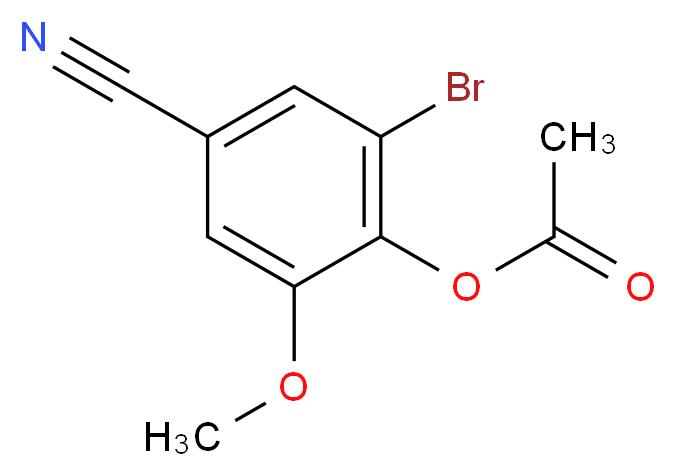 2-Bromo-4-cyano-6-methoxyphenyl acetate_分子结构_CAS_64248-56-2)