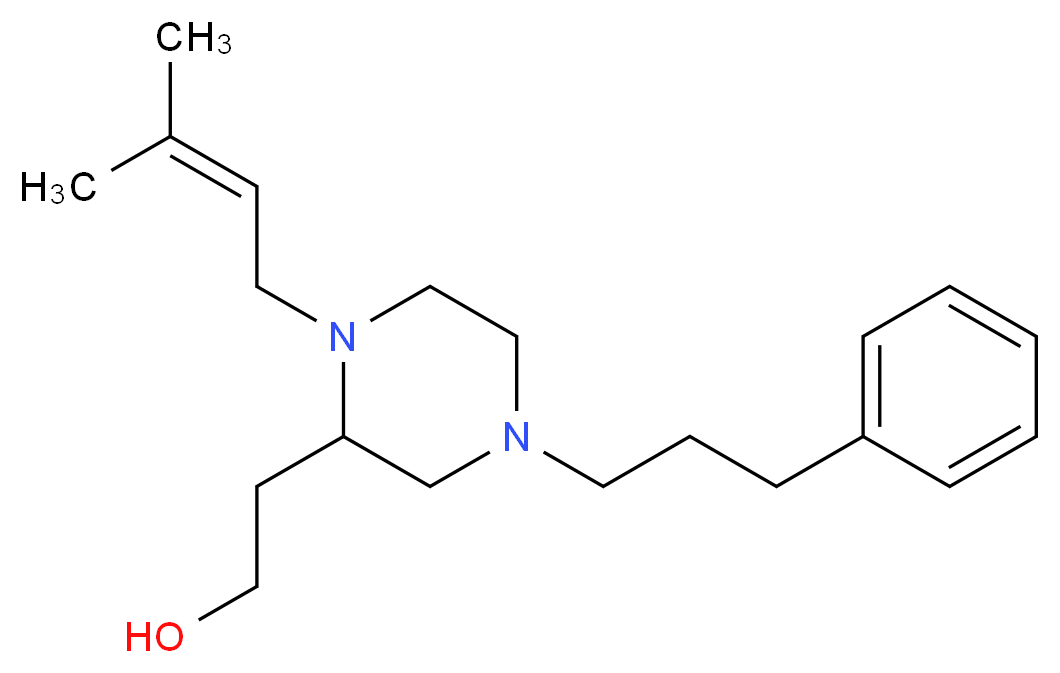 2-[1-(3-methyl-2-buten-1-yl)-4-(3-phenylpropyl)-2-piperazinyl]ethanol_分子结构_CAS_)