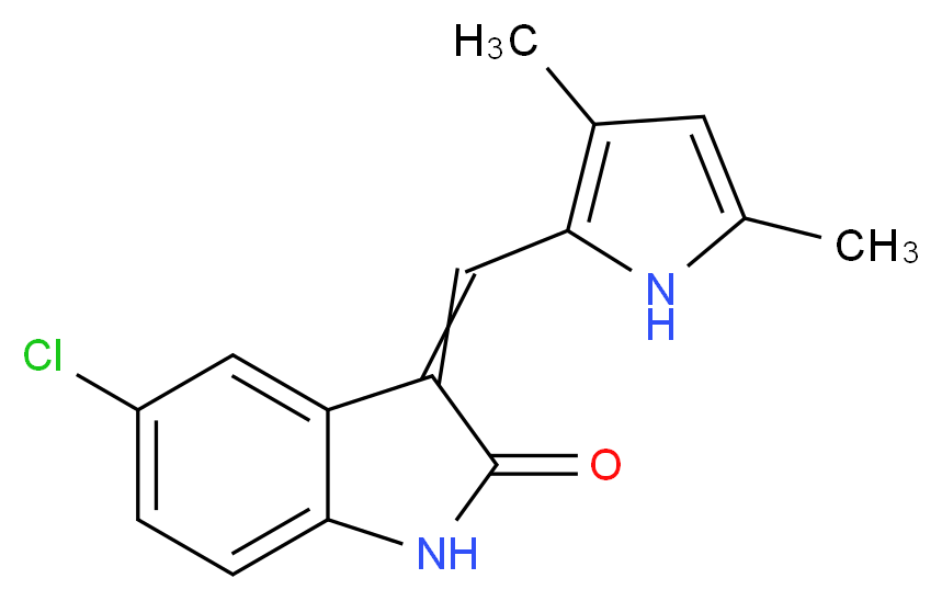 (3Z)-5-chloro-3-[(3,5-dimethyl-1H-pyrrol-2-yl)methylidene]-2,3-dihydro-1H-indol-2-one_分子结构_CAS_1055412-47-9