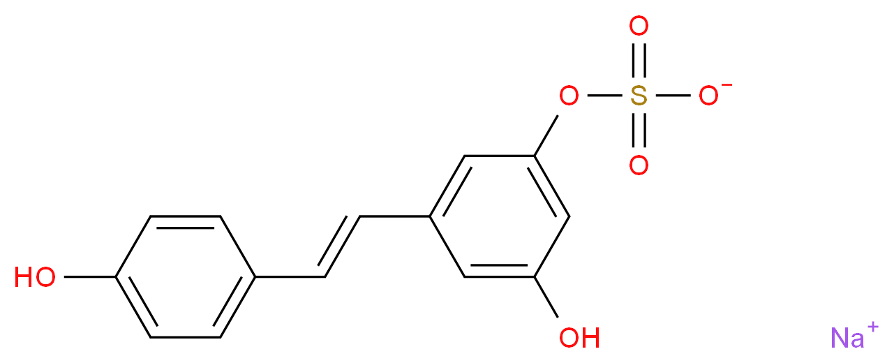 sodium 3-hydroxy-5-[(E)-2-(4-hydroxyphenyl)ethenyl]phenyl sulfate_分子结构_CAS_858127-11-4