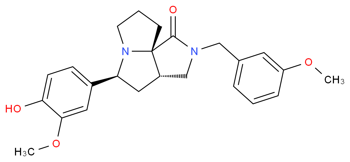 (3aS*,5S*,9aS*)-5-(4-hydroxy-3-methoxyphenyl)-2-(3-methoxybenzyl)hexahydro-7H-pyrrolo[3,4-g]pyrrolizin-1(2H)-one_分子结构_CAS_)