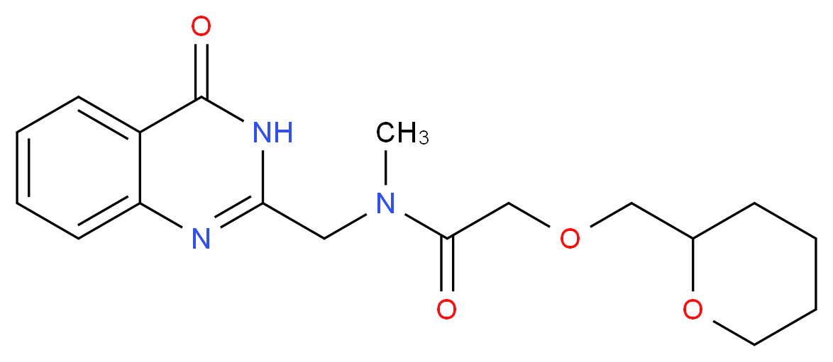 N-methyl-N-[(4-oxo-3,4-dihydro-2-quinazolinyl)methyl]-2-(tetrahydro-2H-pyran-2-ylmethoxy)acetamide_分子结构_CAS_)