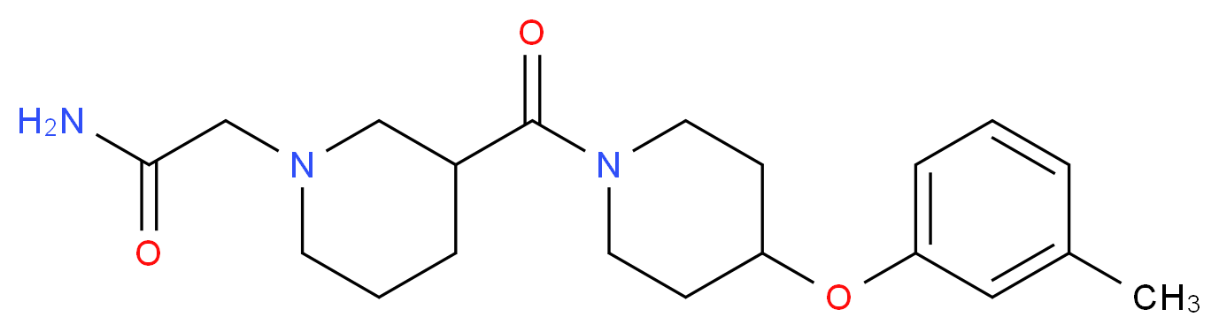 2-(3-{[4-(3-methylphenoxy)-1-piperidinyl]carbonyl}-1-piperidinyl)acetamide_分子结构_CAS_)