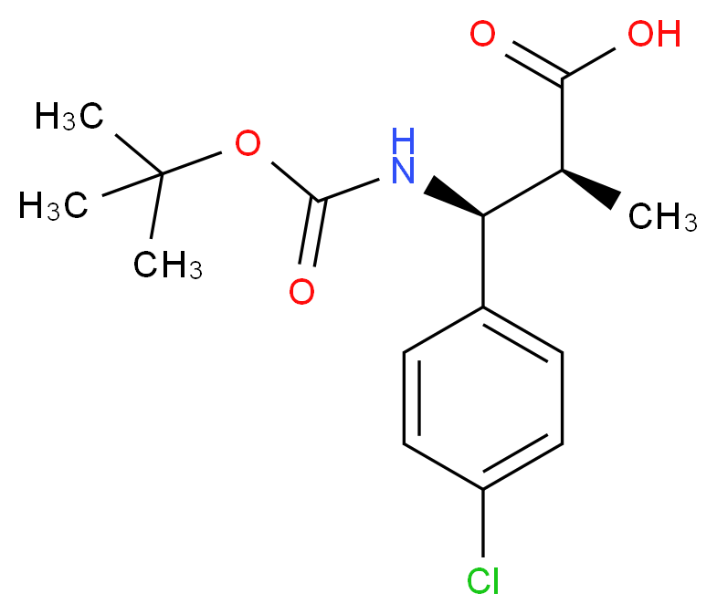 (2S,3S)-3-{[(tert-butoxy)carbonyl]amino}-3-(4-chlorophenyl)-2-methylpropanoic acid_分子结构_CAS_1217457-67-4