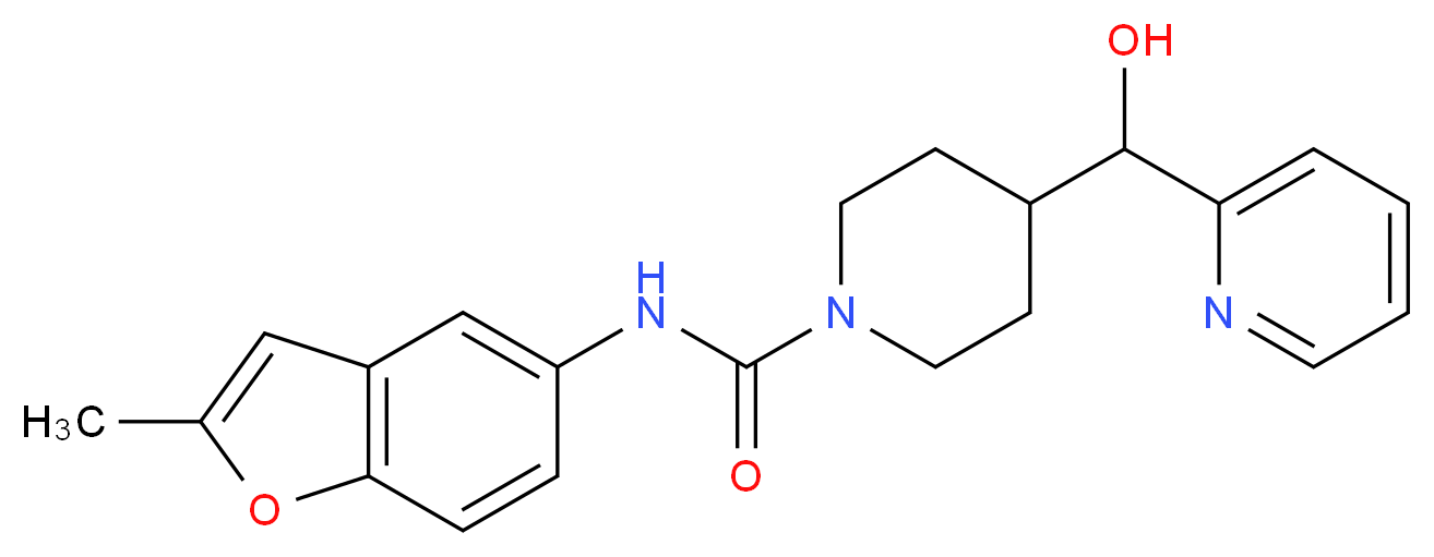4-[hydroxy(pyridin-2-yl)methyl]-N-(2-methyl-1-benzofuran-5-yl)piperidine-1-carboxamide_分子结构_CAS_)
