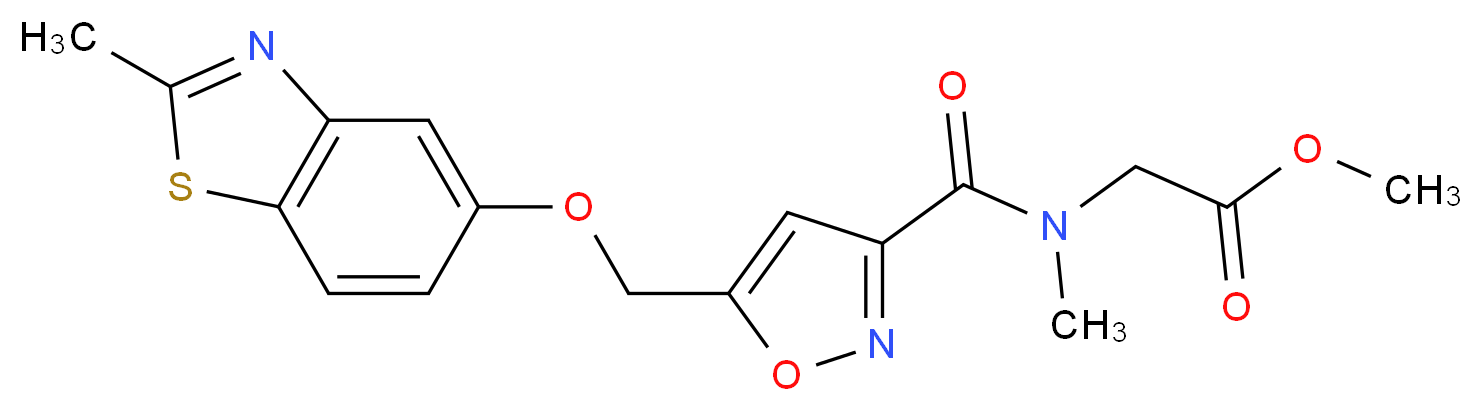 methyl N-methyl-N-[(5-{[(2-methyl-1,3-benzothiazol-5-yl)oxy]methyl}-3-isoxazolyl)carbonyl]glycinate_分子结构_CAS_)