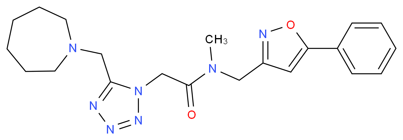 2-[5-(1-azepanylmethyl)-1H-tetrazol-1-yl]-N-methyl-N-[(5-phenyl-3-isoxazolyl)methyl]acetamide_分子结构_CAS_)