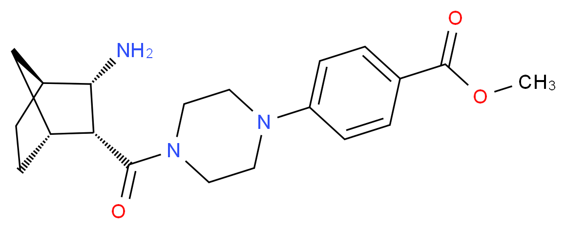 methyl 4-(4-{[(1R*,2R*,3S*,4S*)-3-aminobicyclo[2.2.1]hept-2-yl]carbonyl}-1-piperazinyl)benzoate_分子结构_CAS_)