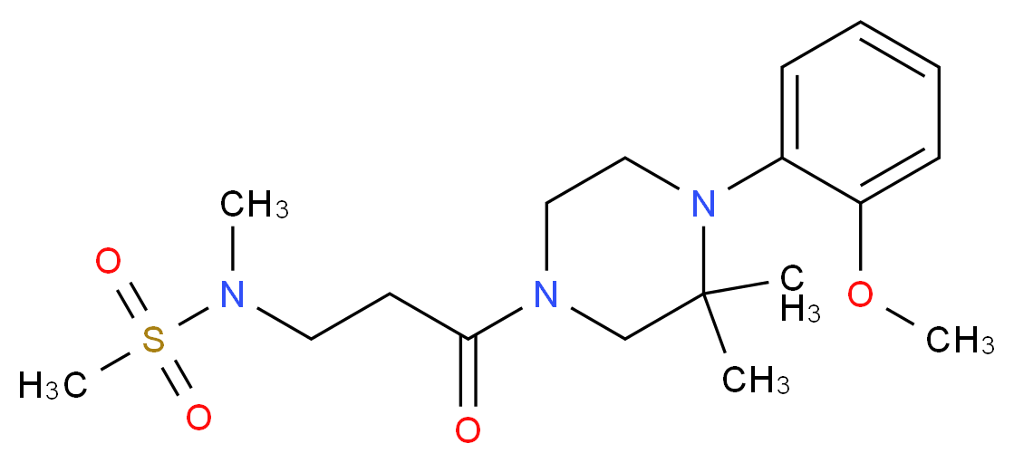 N-{3-[4-(2-methoxyphenyl)-3,3-dimethyl-1-piperazinyl]-3-oxopropyl}-N-methylmethanesulfonamide (non-preferred name)_分子结构_CAS_)