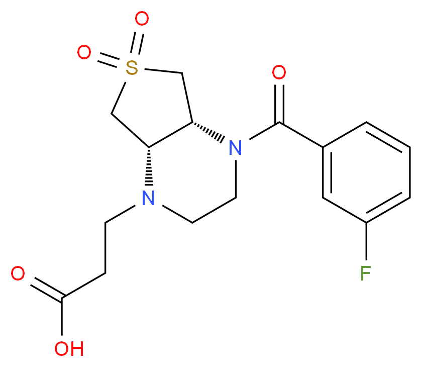 3-[(4aR*,7aS*)-4-(3-fluorobenzoyl)-6,6-dioxidohexahydrothieno[3,4-b]pyrazin-1(2H)-yl]propanoic acid_分子结构_CAS_)