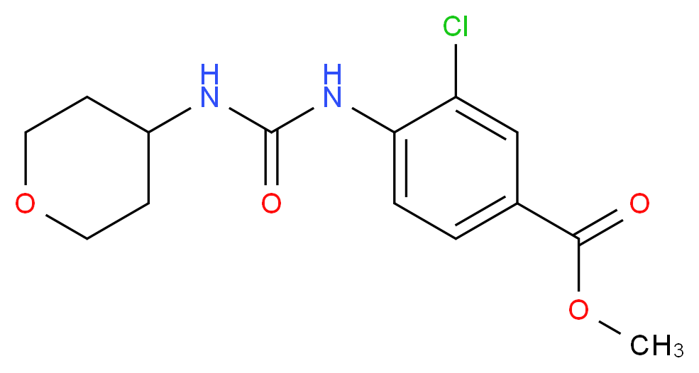 methyl 3-chloro-4-{[(tetrahydro-2H-pyran-4-ylamino)carbonyl]amino}benzoate_分子结构_CAS_)