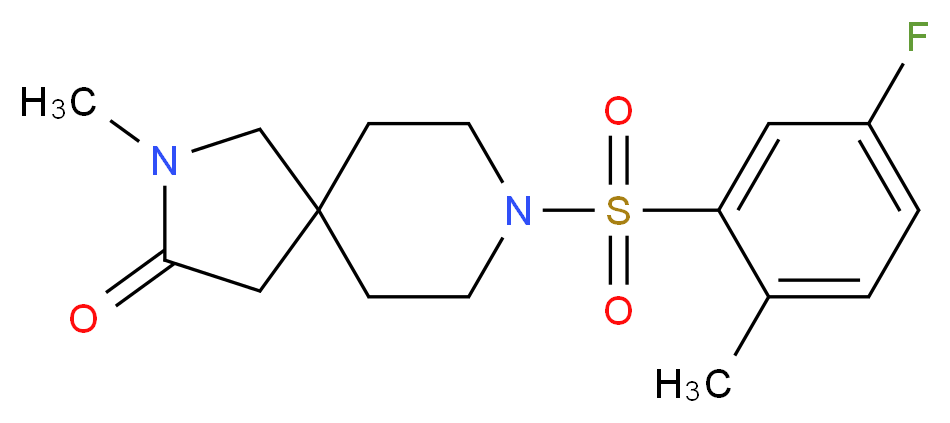 8-[(5-fluoro-2-methylphenyl)sulfonyl]-2-methyl-2,8-diazaspiro[4.5]decan-3-one_分子结构_CAS_)