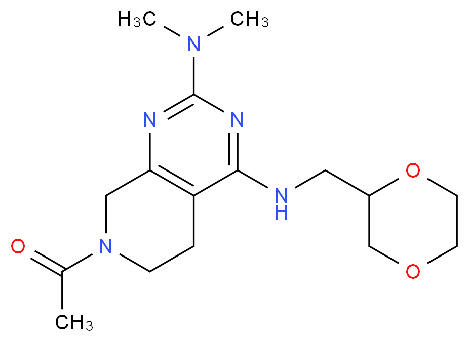 7-acetyl-N~4~-(1,4-dioxan-2-ylmethyl)-N~2~,N~2~-dimethyl-5,6,7,8-tetrahydropyrido[3,4-d]pyrimidine-2,4-diamine_分子结构_CAS_)