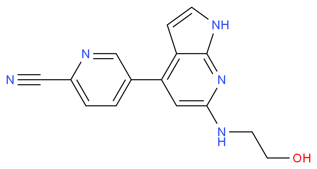 5-{6-[(2-hydroxyethyl)amino]-1H-pyrrolo[2,3-b]pyridin-4-yl}pyridine-2-carbonitrile_分子结构_CAS_)