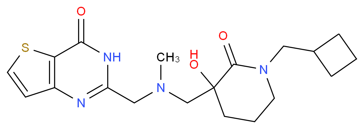 2-{[{[1-(cyclobutylmethyl)-3-hydroxy-2-oxopiperidin-3-yl]methyl}(methyl)amino]methyl}thieno[3,2-d]pyrimidin-4(3H)-one_分子结构_CAS_)