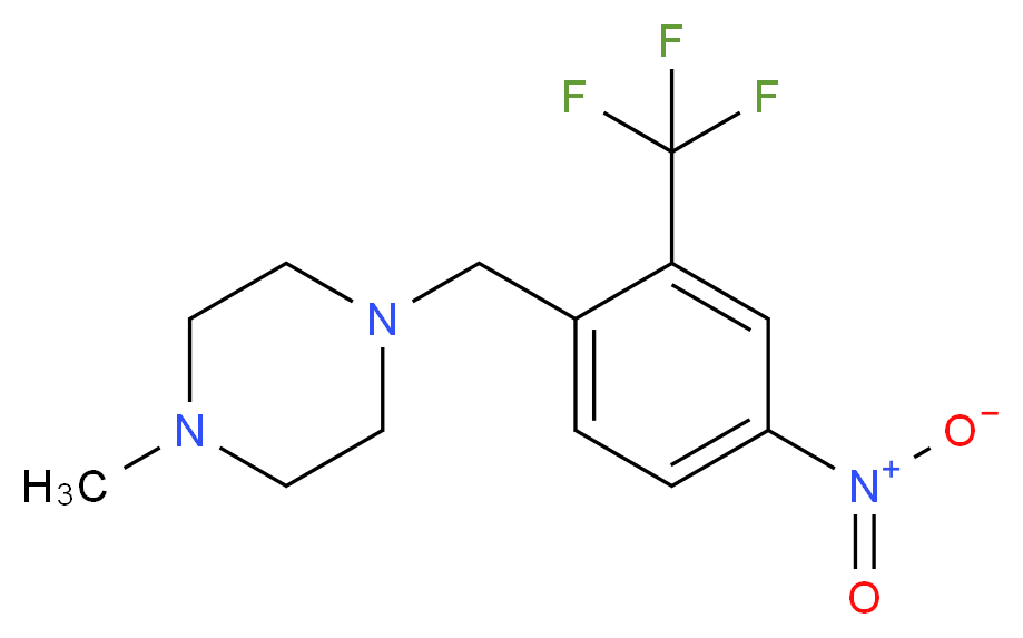 1-methyl-4-{[4-nitro-2-(trifluoromethyl)phenyl]methyl}piperazine_分子结构_CAS_694499-24-6