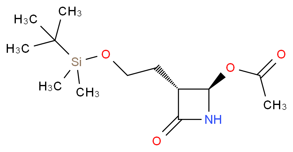 (2R,3R)-3-{2-[(tert-butyldimethylsilyl)oxy]ethyl}-4-oxoazetidin-2-yl acetate_分子结构_CAS_76855-69-1