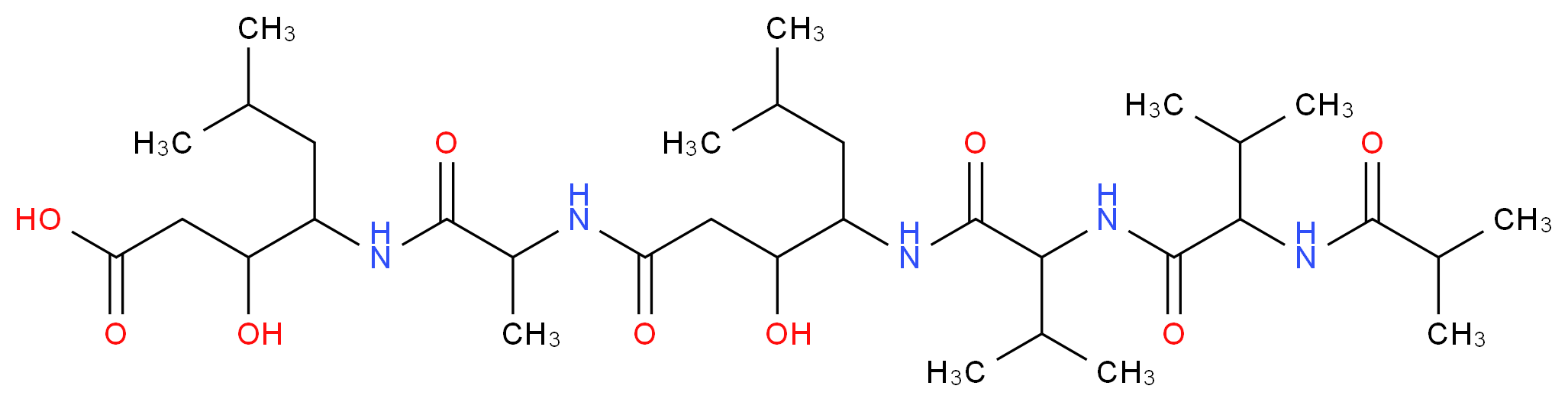3-hydroxy-4-[2-(3-hydroxy-6-methyl-4-{3-methyl-2-[3-methyl-2-(2-methylpropanamido)butanamido]butanamido}heptanamido)propanamido]-6-methylheptanoic acid_分子结构_CAS_51724-57-3