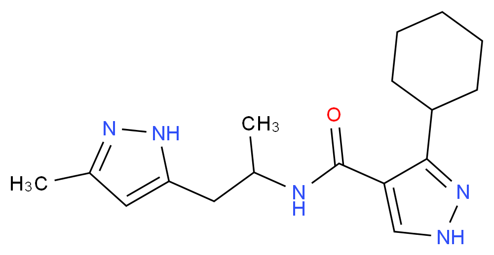 3-cyclohexyl-N-[1-methyl-2-(3-methyl-1H-pyrazol-5-yl)ethyl]-1H-pyrazole-4-carboxamide_分子结构_CAS_)