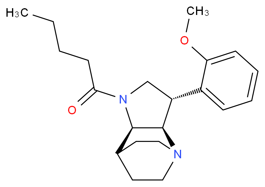 (2R*,3S*,6R*)-3-(2-methoxyphenyl)-5-pentanoyl-1,5-diazatricyclo[5.2.2.0~2,6~]undecane_分子结构_CAS_)