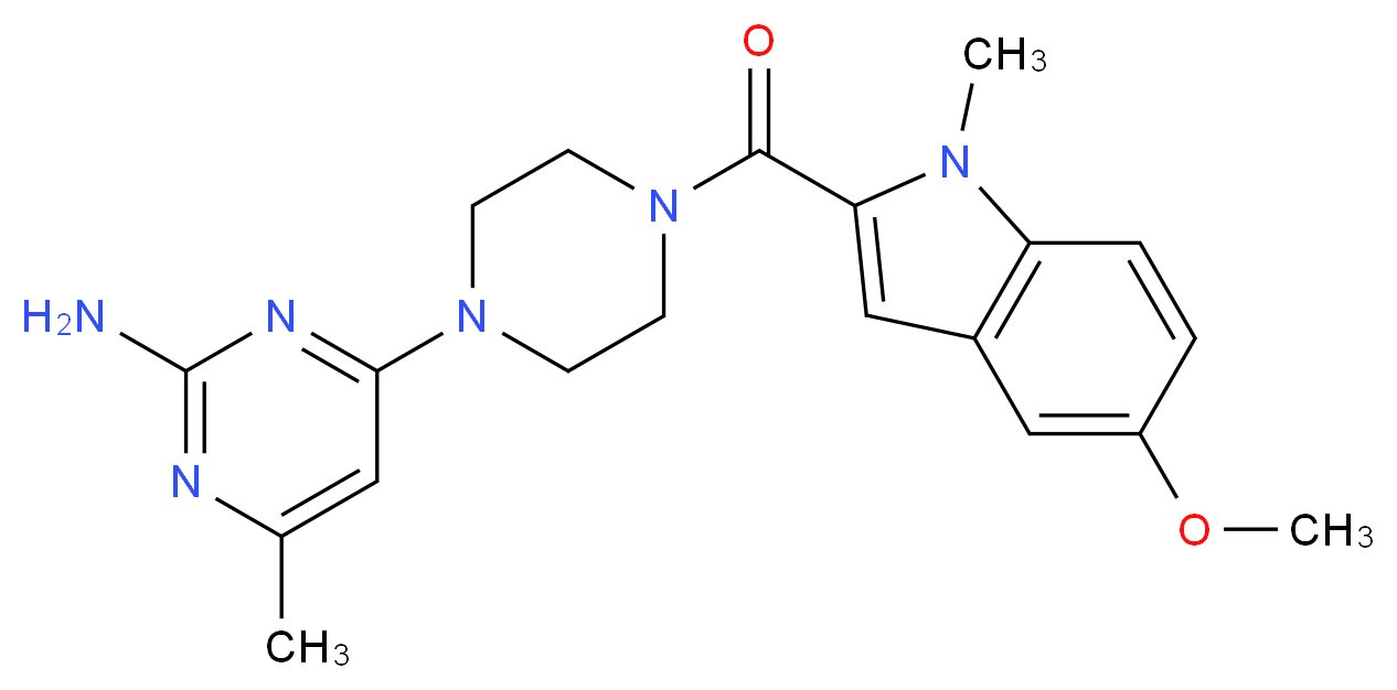 4-{4-[(5-methoxy-1-methyl-1H-indol-2-yl)carbonyl]-1-piperazinyl}-6-methyl-2-pyrimidinamine_分子结构_CAS_)