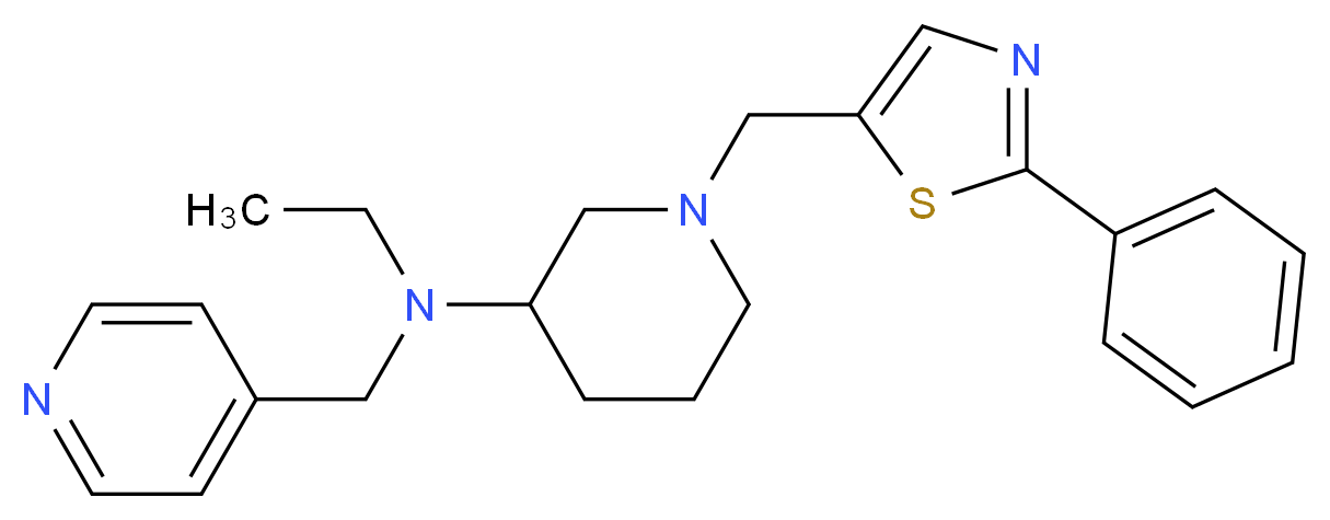 N-ethyl-1-[(2-phenyl-1,3-thiazol-5-yl)methyl]-N-(4-pyridinylmethyl)-3-piperidinamine_分子结构_CAS_)