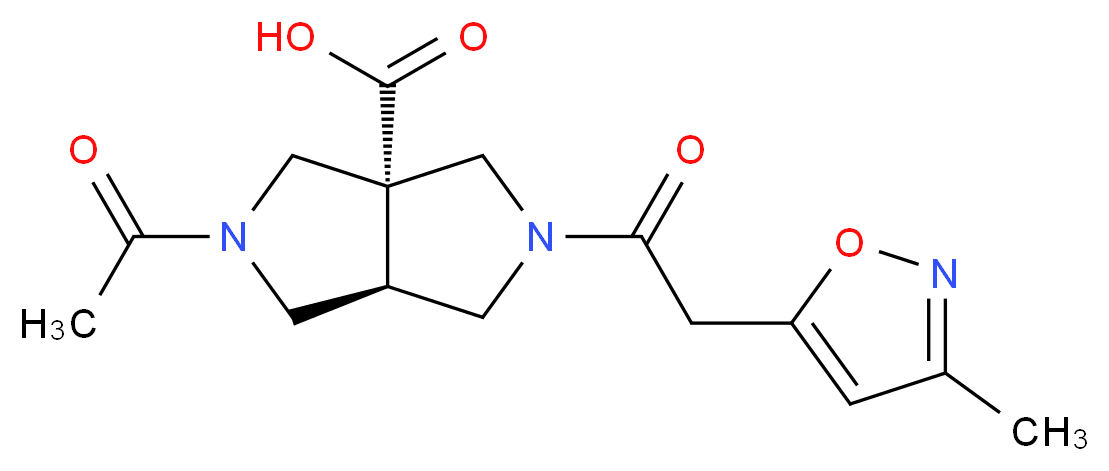 (3aR*,6aR*)-2-acetyl-5-[(3-methyl-5-isoxazolyl)acetyl]hexahydropyrrolo[3,4-c]pyrrole-3a(1H)-carboxylic acid_分子结构_CAS_)