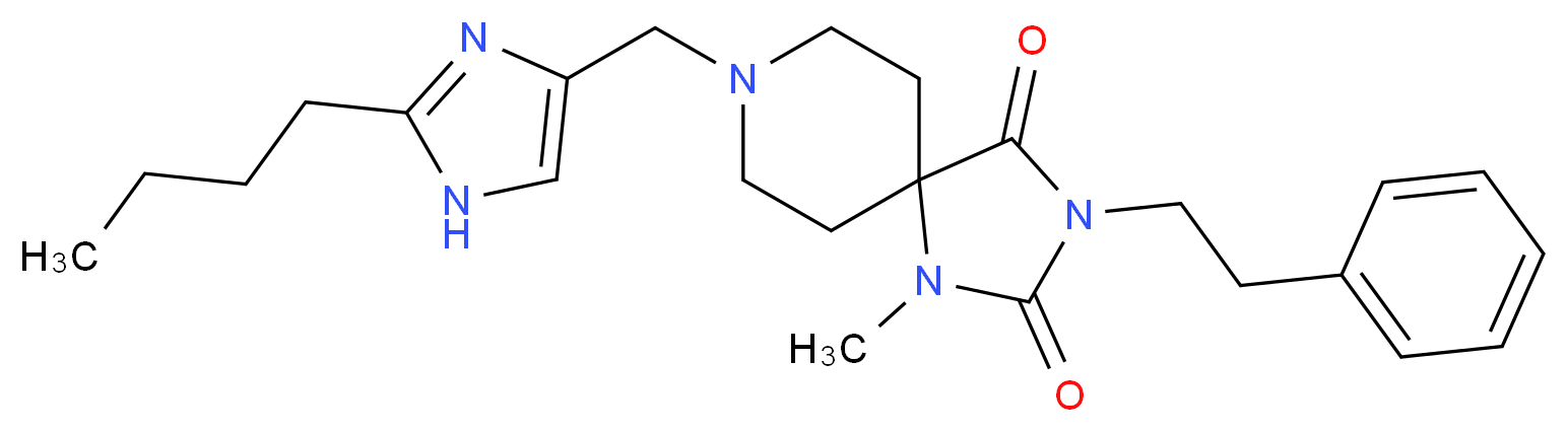 8-[(2-butyl-1H-imidazol-4-yl)methyl]-1-methyl-3-(2-phenylethyl)-1,3,8-triazaspiro[4.5]decane-2,4-dione_分子结构_CAS_)