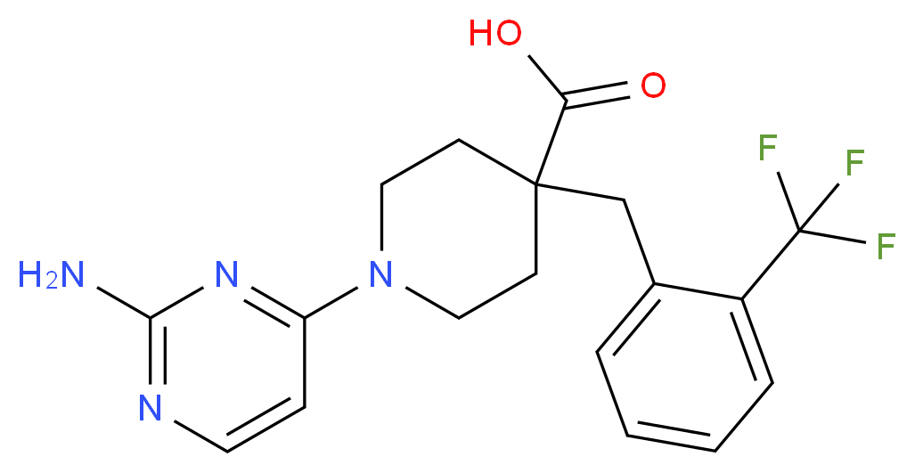 1-(2-aminopyrimidin-4-yl)-4-[2-(trifluoromethyl)benzyl]piperidine-4-carboxylic acid_分子结构_CAS_)
