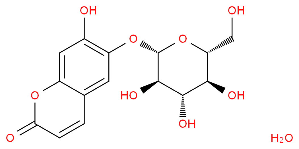 7-hydroxy-6-{[(2S,3R,4S,5S,6R)-3,4,5-trihydroxy-6-(hydroxymethyl)oxan-2-yl]oxy}-2H-chromen-2-one hydrate_分子结构_CAS_531-75-9(anhydrous)
