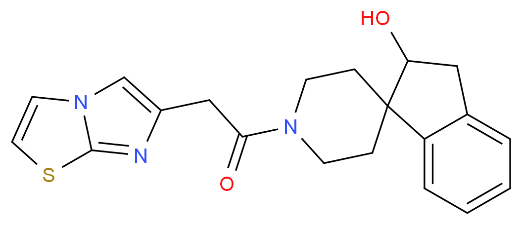 1'-(imidazo[2,1-b][1,3]thiazol-6-ylacetyl)-2,3-dihydrospiro[indene-1,4'-piperidin]-2-ol_分子结构_CAS_)