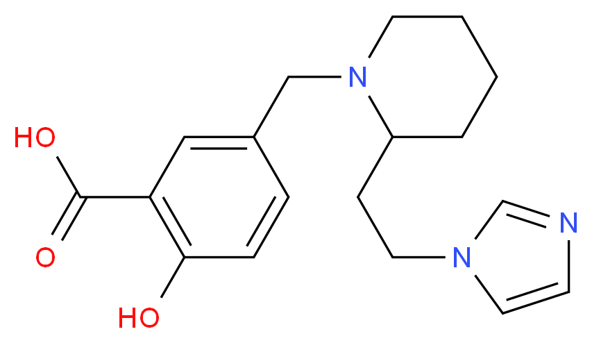2-hydroxy-5-({2-[2-(1H-imidazol-1-yl)ethyl]-1-piperidinyl}methyl)benzoic acid_分子结构_CAS_)