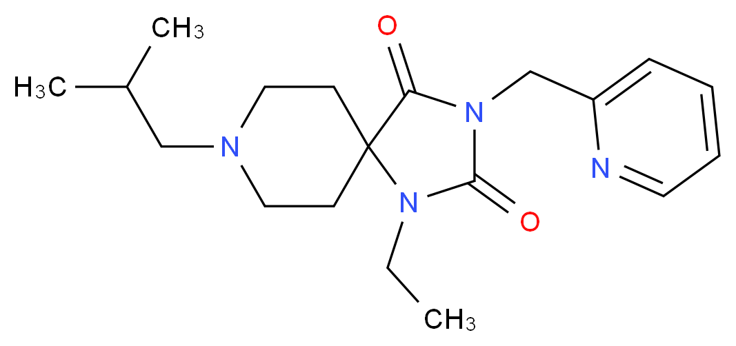 1-ethyl-8-isobutyl-3-(2-pyridinylmethyl)-1,3,8-triazaspiro[4.5]decane-2,4-dione_分子结构_CAS_)